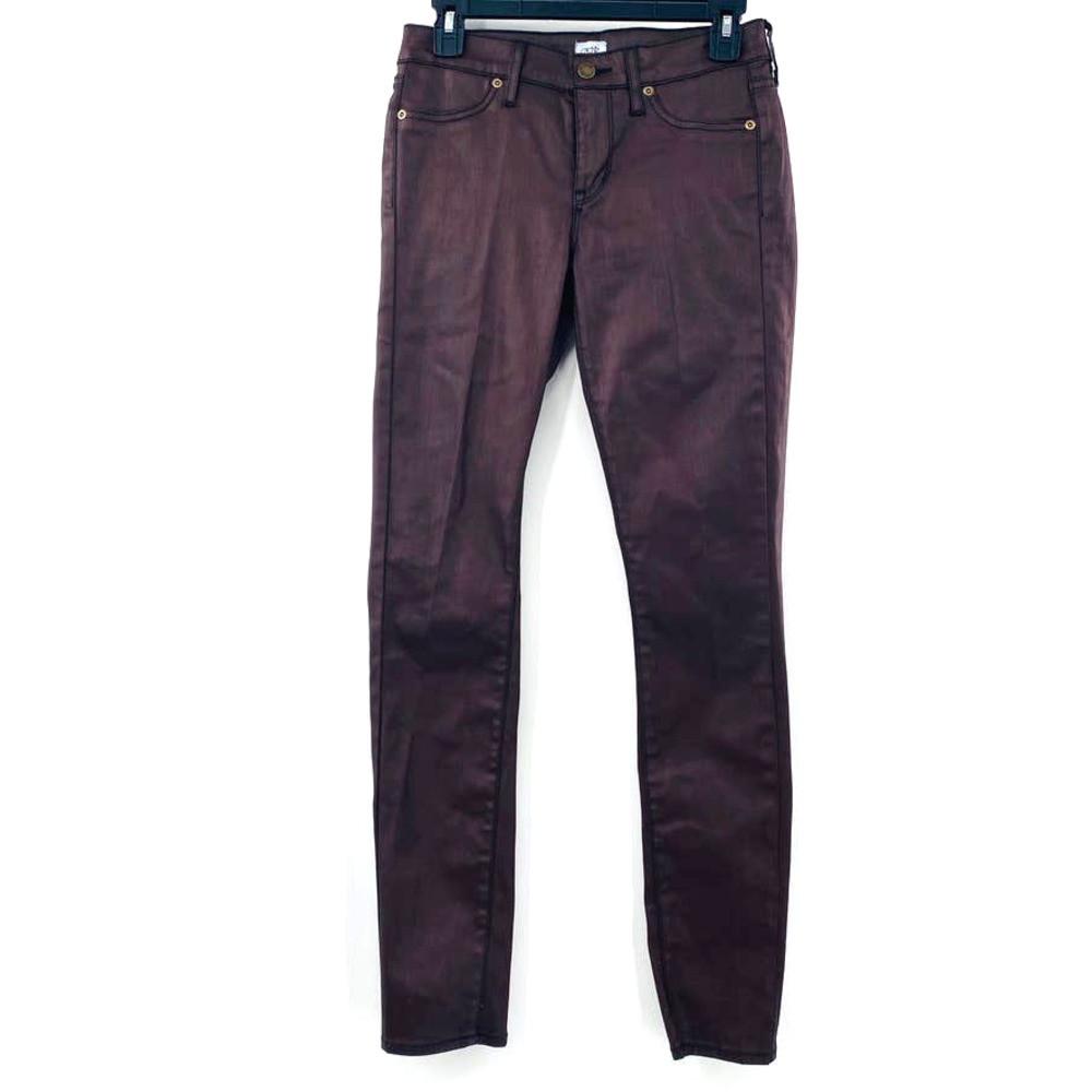 Cachè Deadstock Coated 4 Pocket Wine Skinny Strech Jeans Jegging Size 2 Wet Look